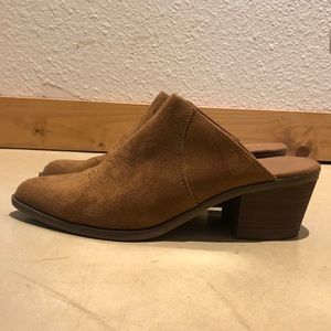 Faux suede mules